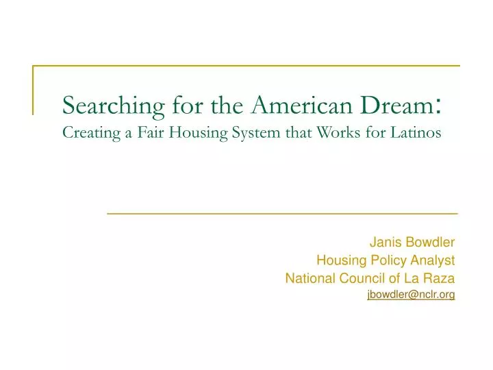searching for the american dream creating a fair housing system that works for latinos n.