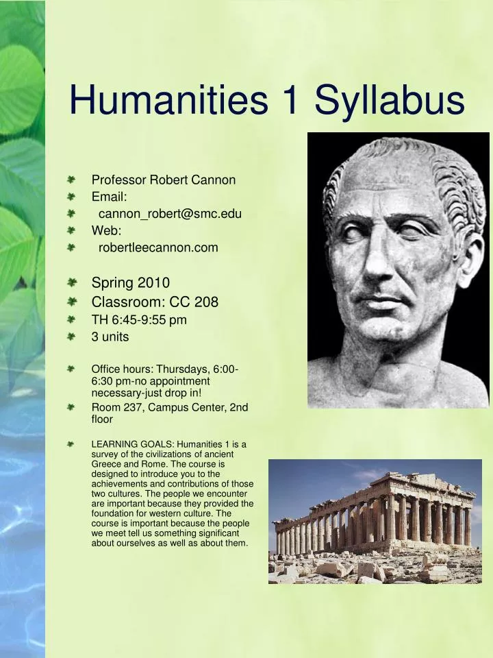 humanities 1 syllabus n.