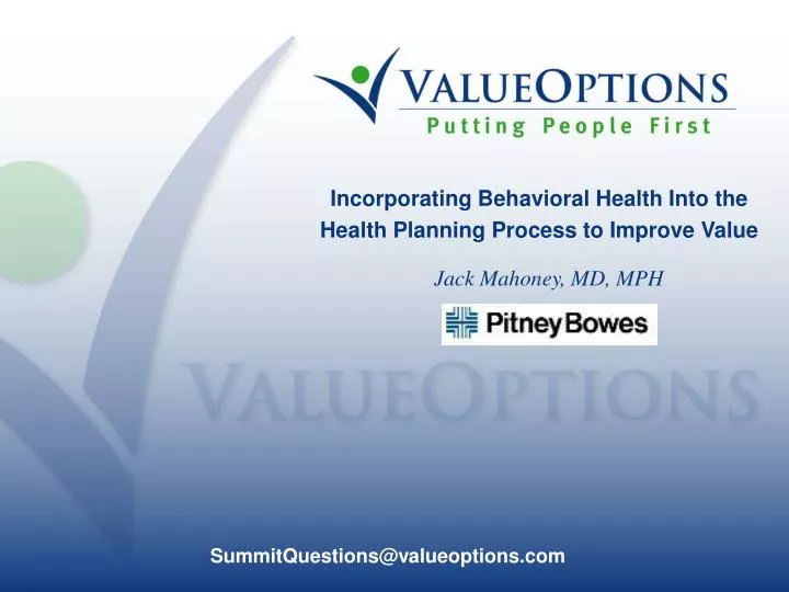 incorporating behavioral health into the health planning process to improve value n.