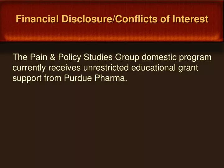 financial disclosure conflicts of interest n.