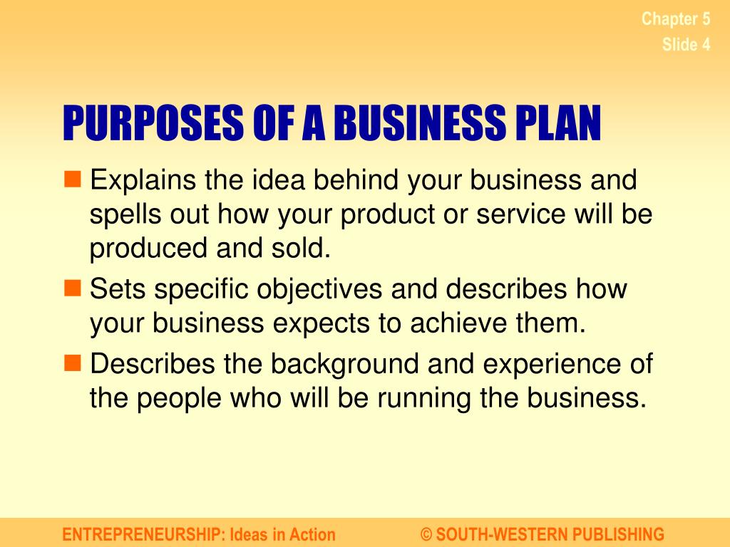 4 main purposes of a business plan