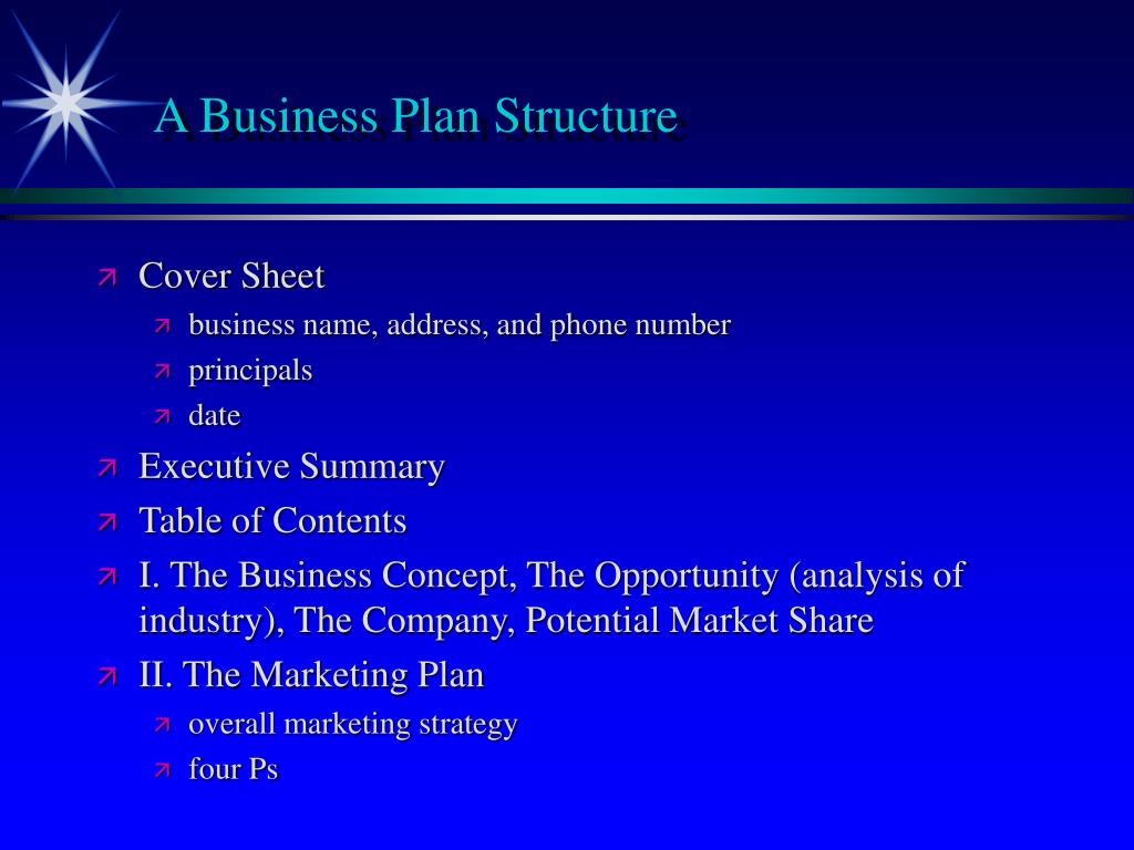 example business plan structure