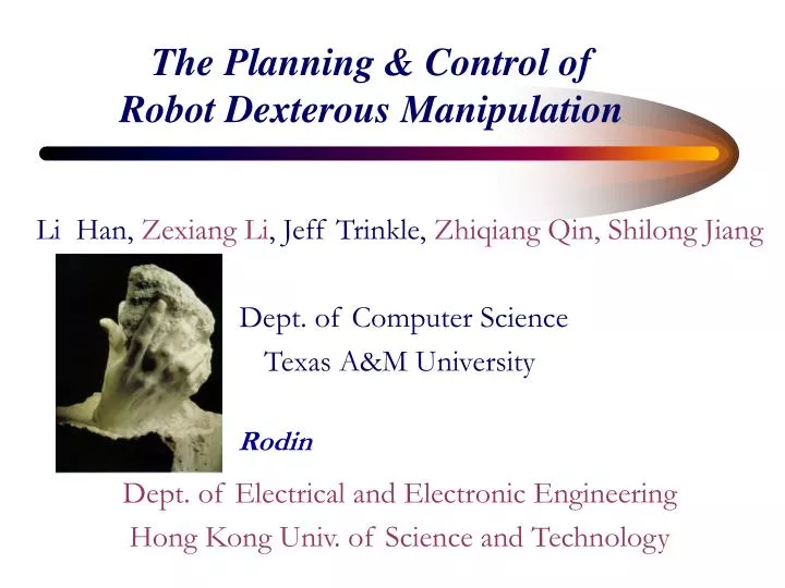 the planning control of robot dexterous manipulation n.