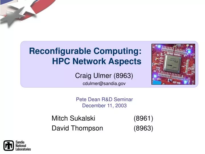 reconfigurable computing hpc network aspects n.