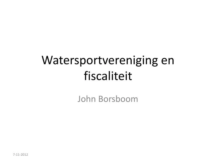watersportvereniging en fiscaliteit n.