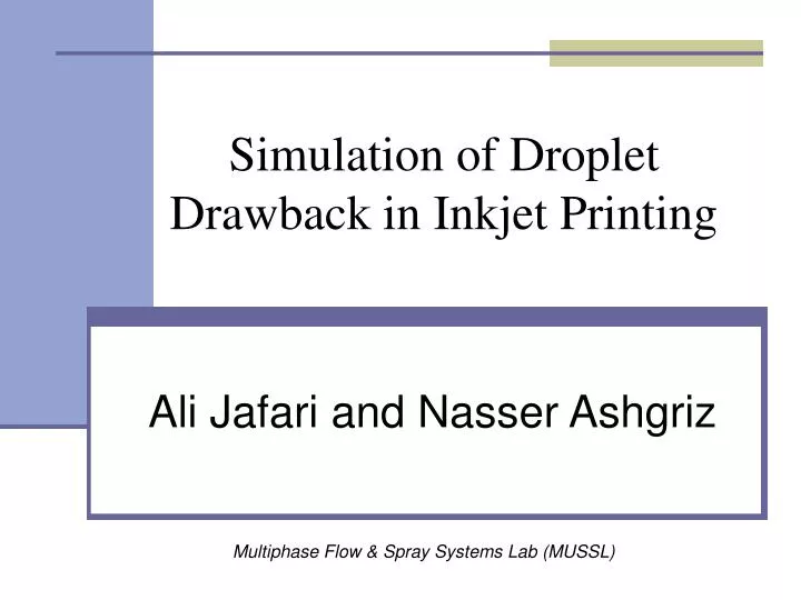 simulation of droplet drawback in inkjet printing n.