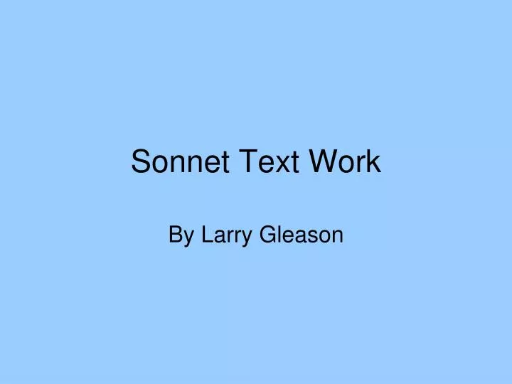sonnet text work n.