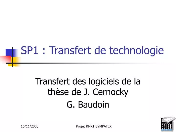 sp1 transfert de technologie n.