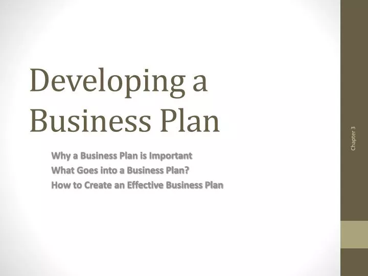 developing a business plan n.