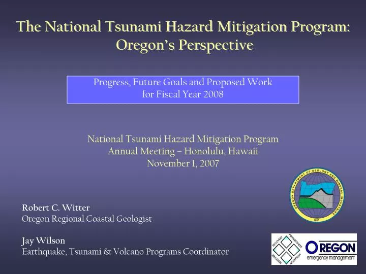 the national tsunami hazard mitigation program oregon s perspective n.