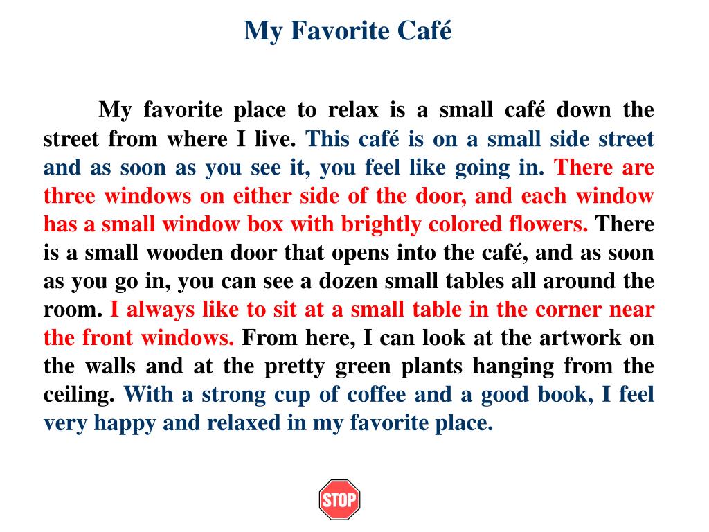 my favourite cafe essay