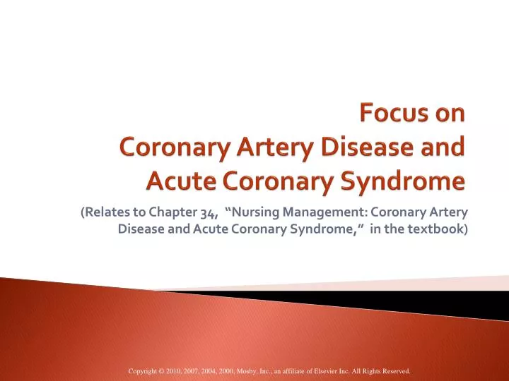 focus on coronary artery disease and acute coronary syndrome n.