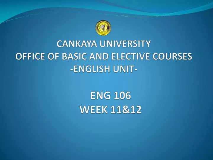 cankaya university office of basic and elective courses english unit n.