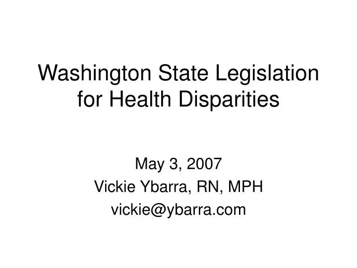 washington state legislation for health disparities n.