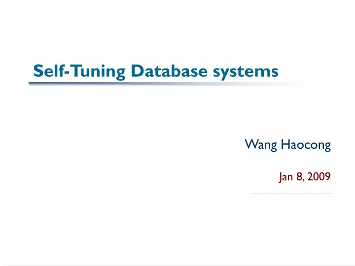 self tuning database systems n.