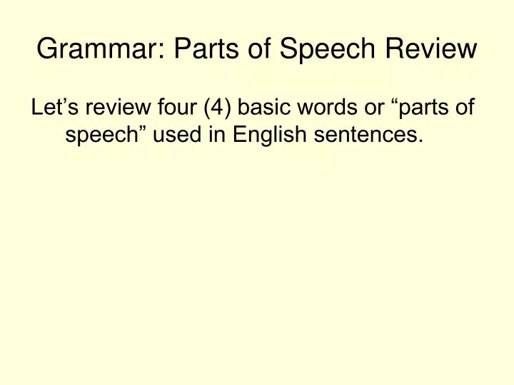 grammar parts of speech review n.