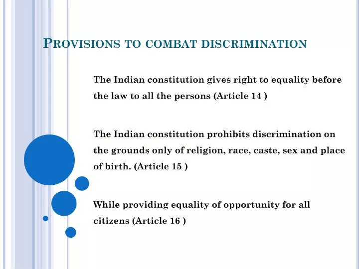 provisions to combat discrimination n.