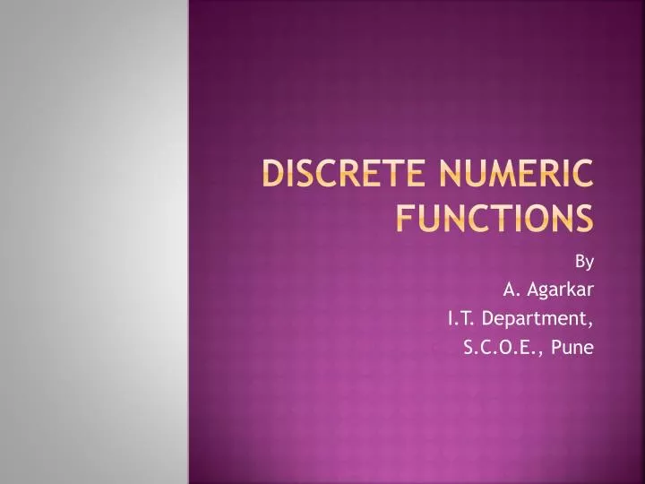 discrete numeric functions n.