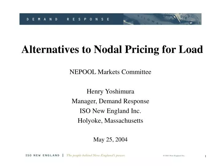 alternatives to nodal pricing for load n.