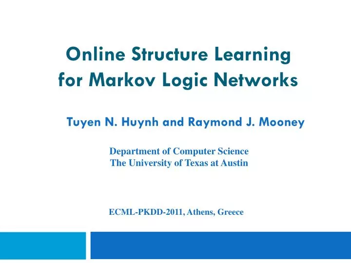 online structure learning for markov logic networks n.
