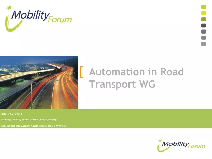 automation in road transport wg n.