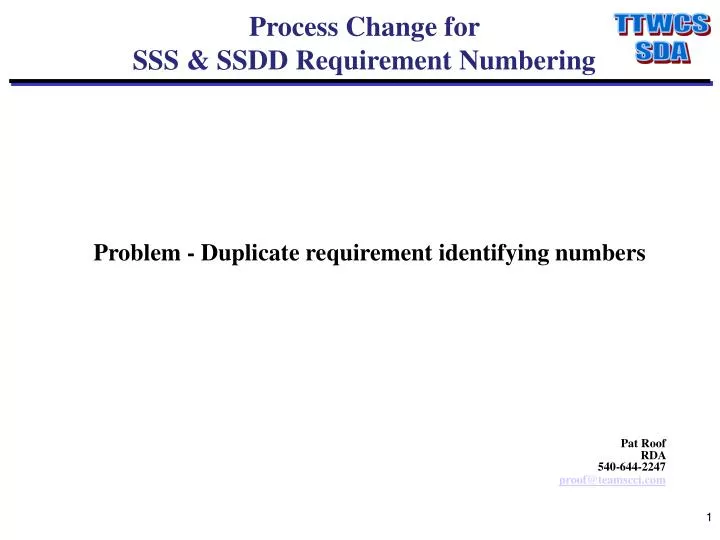process change for sss ssdd requirement numbering n.