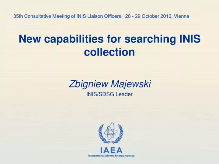new capabilities for searching inis collection n.