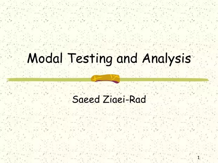 modal testing and analysis n.
