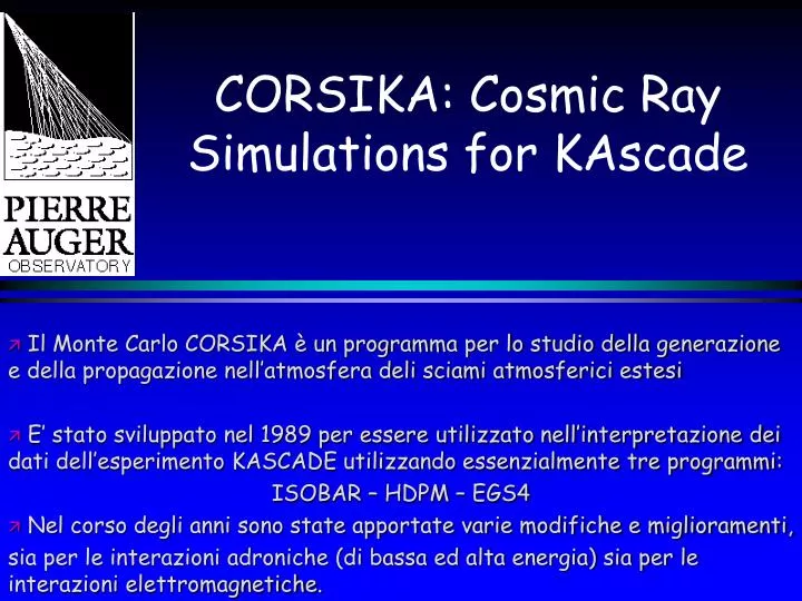 corsika cosmic ray simulations for kascade n.