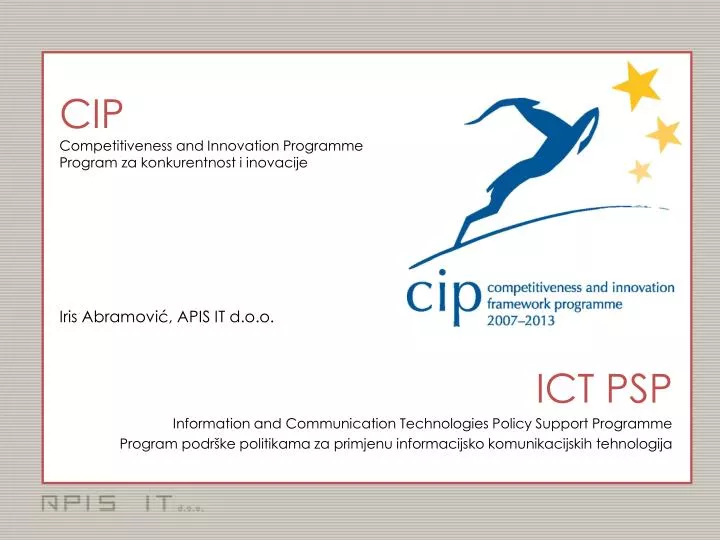 cip c ompetitiveness and innovation programme program za konkurentnost i inovacije n.