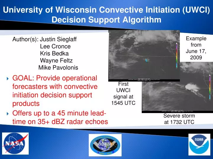 university of wisconsin convective initiation uwci decision support algorithm n.