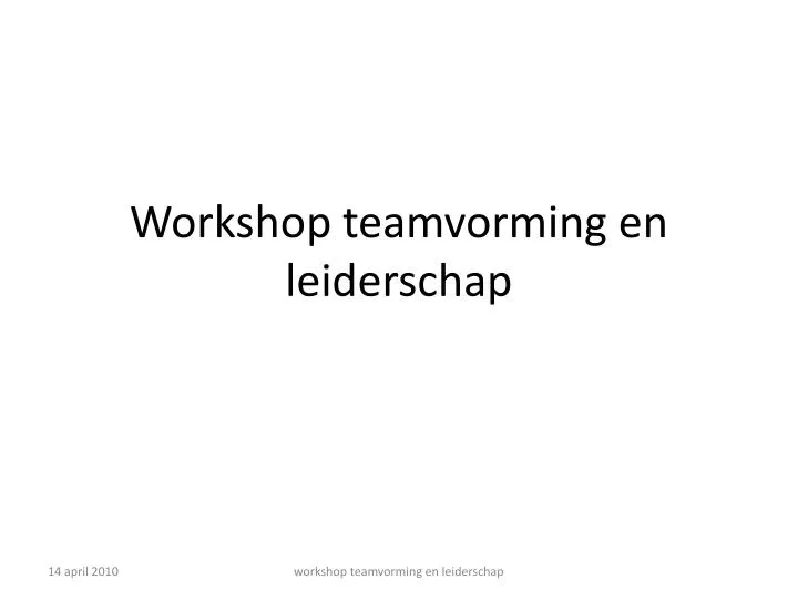 workshop teamvorming en leiderschap n.
