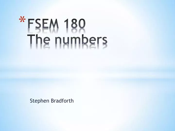 fsem 180 the numbers n.
