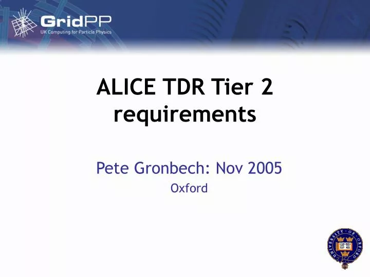 alice tdr tier 2 requirements n.
