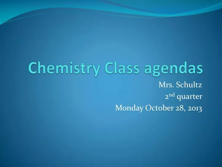 chemistry class agendas n.