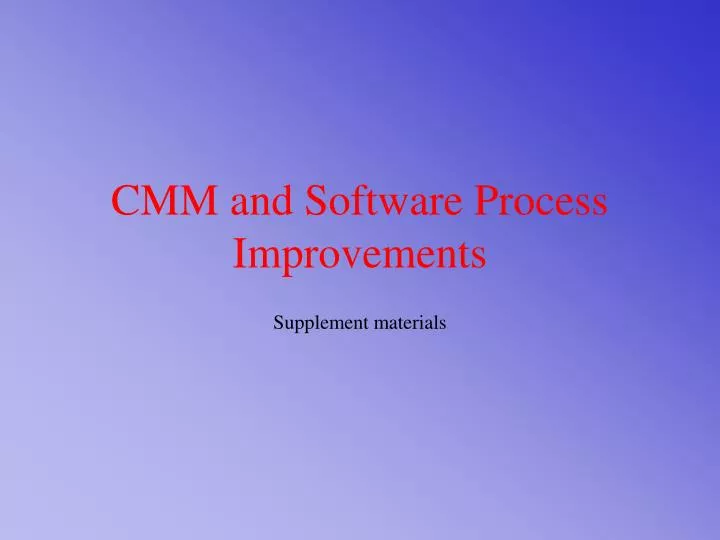 cmm and software process improvements n.