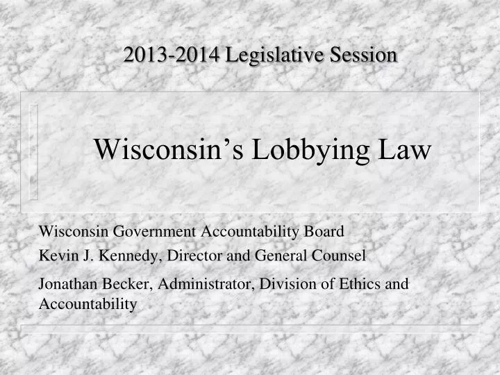 wisconsin s lobbying law n.