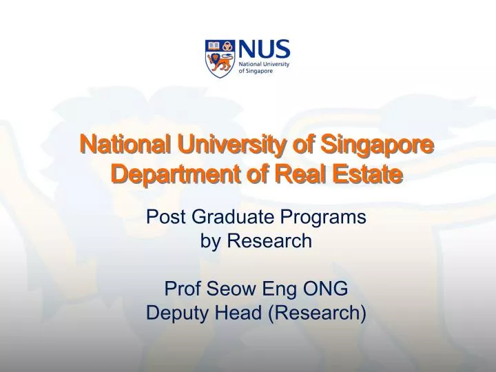 national university of singapore department of real estate n.