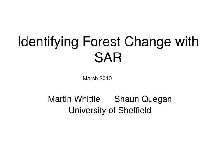 identifying forest change with sar n.