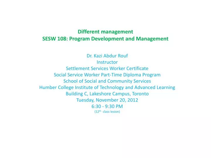 different management sesw 108 program development and management n.