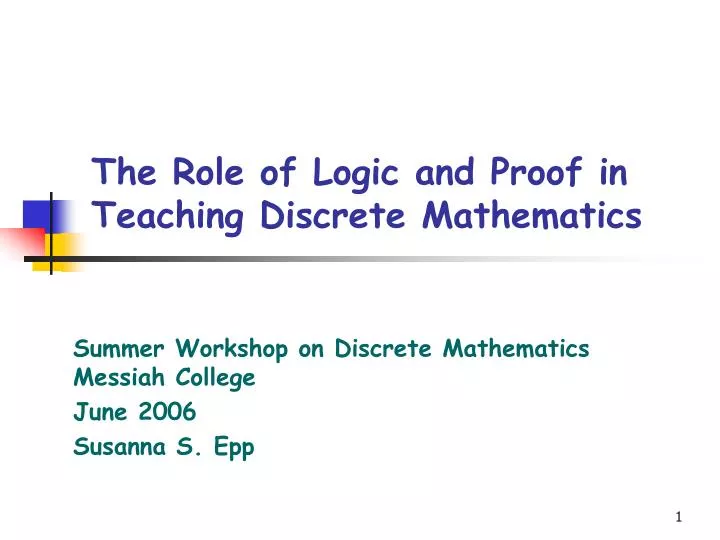 the role of logic and proof in teaching discrete mathematics n.