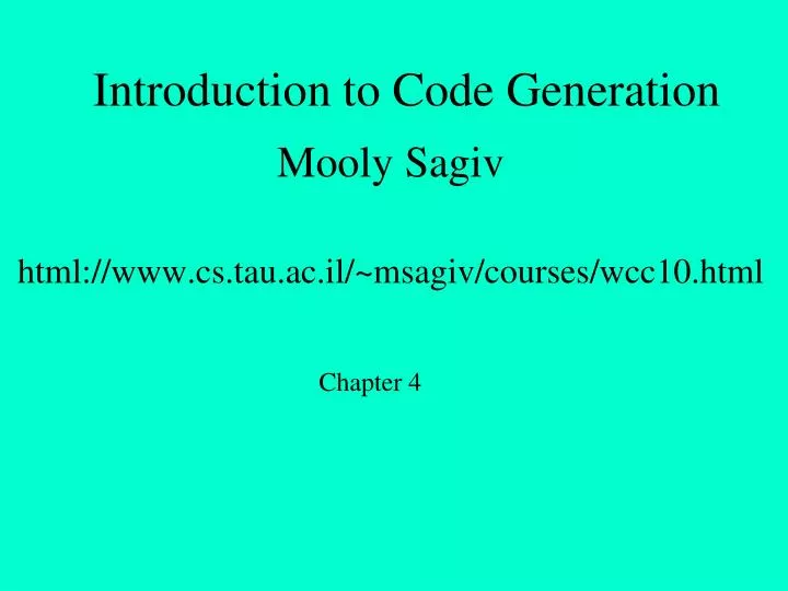 introduction to code generation n.