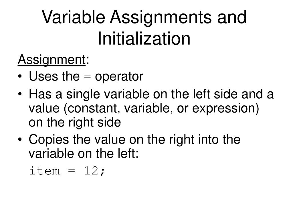 variable assignment example