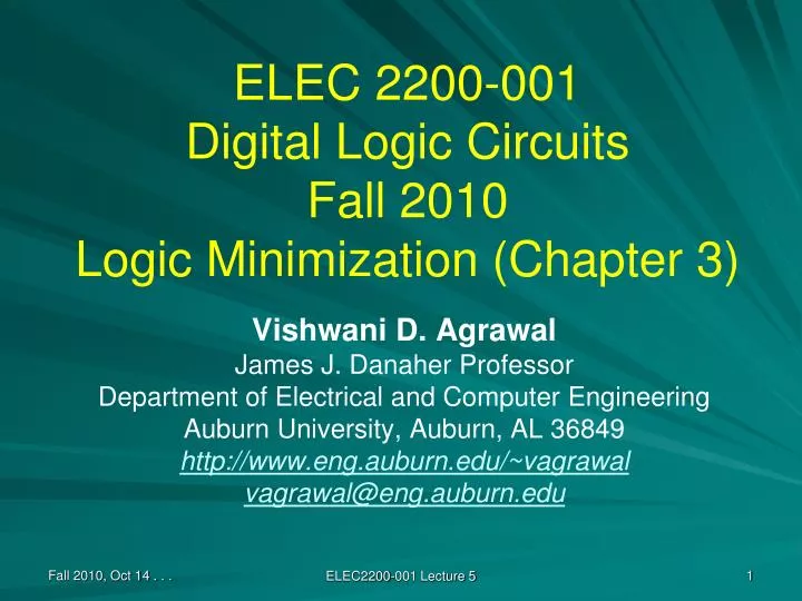 elec 2200 001 digital logic circuits fall 2010 logic minimization chapter 3 n.