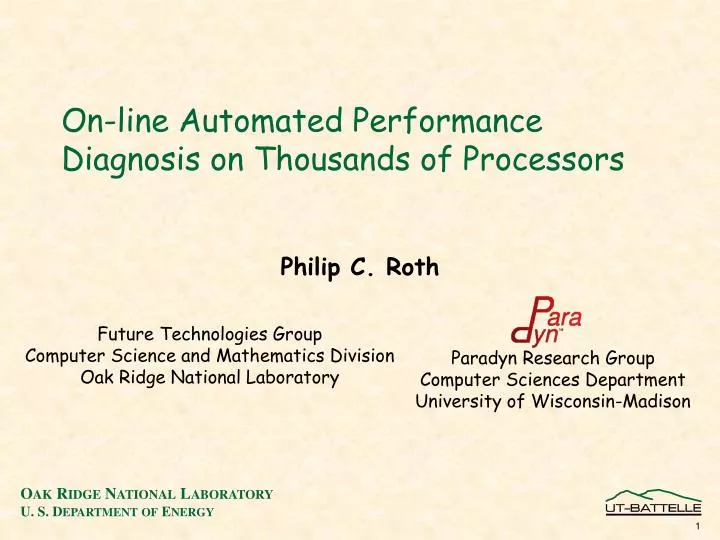 on line automated performance diagnosis on thousands of processors n.