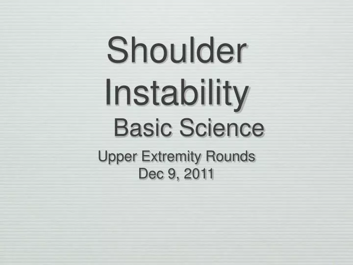 shoulder instability basic science n.
