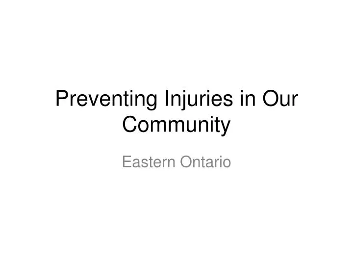 preventing injuries in our community n.