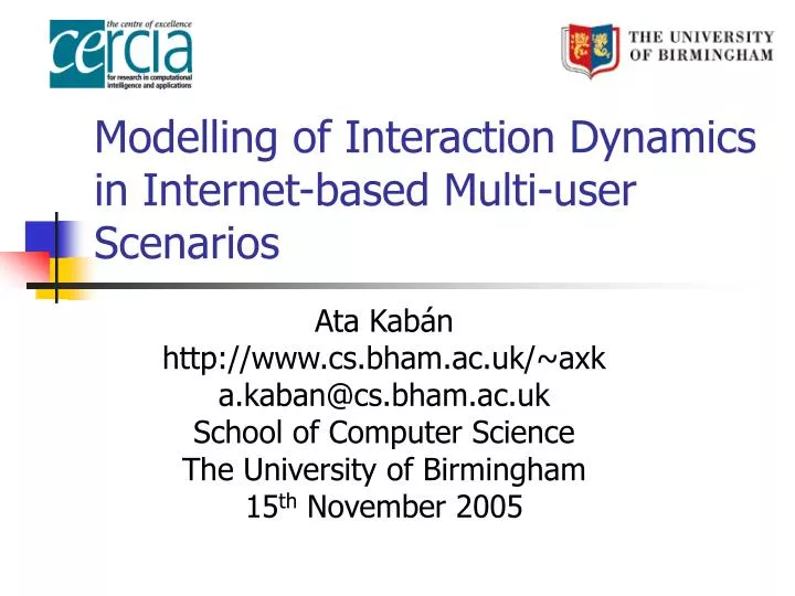 modelling of interaction dynamics in internet based multi user scenarios n.