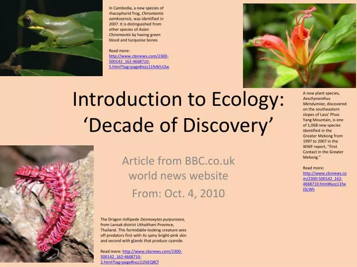 introduction to ecology decade of discovery n.