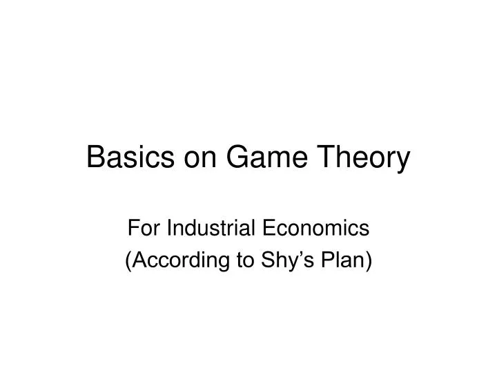 basics on game theory n.